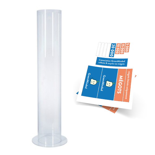 tube-plexiglass-megots Tube collecte mégots cigarettes ramassages plexiglass GreenMinded cleanwalk