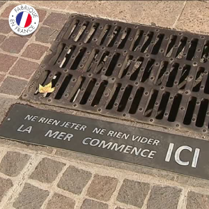 Plaque Ici Commence la Mer - sensibilisation à la pollution, aluminium gravé
