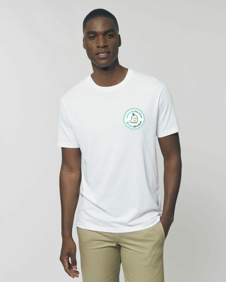 T SHIRT-BADGE---BLANC---COTON-BIO---HOMME---GREENMINDED