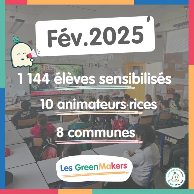 [1144 ELEVES SENSIBILISES À LA POLLUTION PLASTIQUE]- 8 communes différentes en France et à la Réunion 🥰
- UN IMMENSE MERCI à nos 10 animateurs·ices engagé·e·s :
Alexis, Andjelina, Christiane, Laurent, Vincent, Alice, Marine, Céline, Pierre, Mélina--------Ce programme est seulement possible grâce à vous !💻Lilo : utilisez le moteur de recherche solidaire Lilo et transformez vos recherches en gouttes d’eau à reverser à GreenMinded (https://www.lilo.org/greenminded/)💳 Dons directs via HelloAsso : soutenez-nous financièrement sur notre page HelloAsso(https://www.helloasso.com/associations/greenminded)🎁 Dons cadeaux : faites un geste symbolique avec les plateformes comme Dift et Charitips. Idéal pour offrir un cadeau engagé !Chaque contribution, quelle que soit sa forme, nous permet d’aller plus loin dans la sensibilisation et l’éducation à l’environnement 🙏
Merci pour votre soutien précieux et à tous ceux et celles qui participent à cette aventure : élèves, enseignants, bénévoles, partenaires ! 💚#GreenMakers #Impact #ZéroDéchet #Biodiversité #Sensibilisation #EngagementBénévole